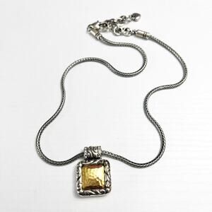 Brighton Regina Silver & Gold Mixed Metal Reversible Pendant Necklace